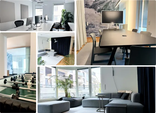Büro von robodocxs in München: Arbeitsplätze, Besprechungsraum, Kicker und Lounge