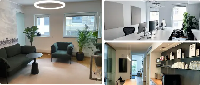Büro von robodocxs in München: Lounge, Arbeitsplätze und Küche